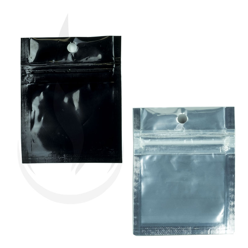 Hanging Zip Bag - Clear Front with Black Back - 2inch x 2 inch
