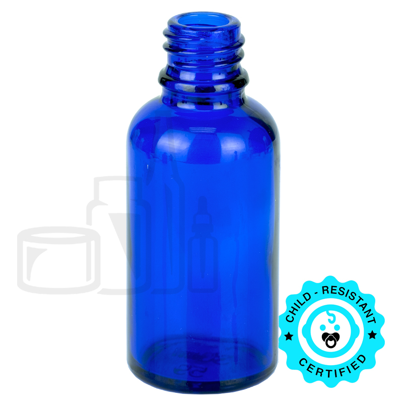 30ml Cobalt Blue Glass Euro Round Bottle with a 18-415 Neck Finish (330/case)