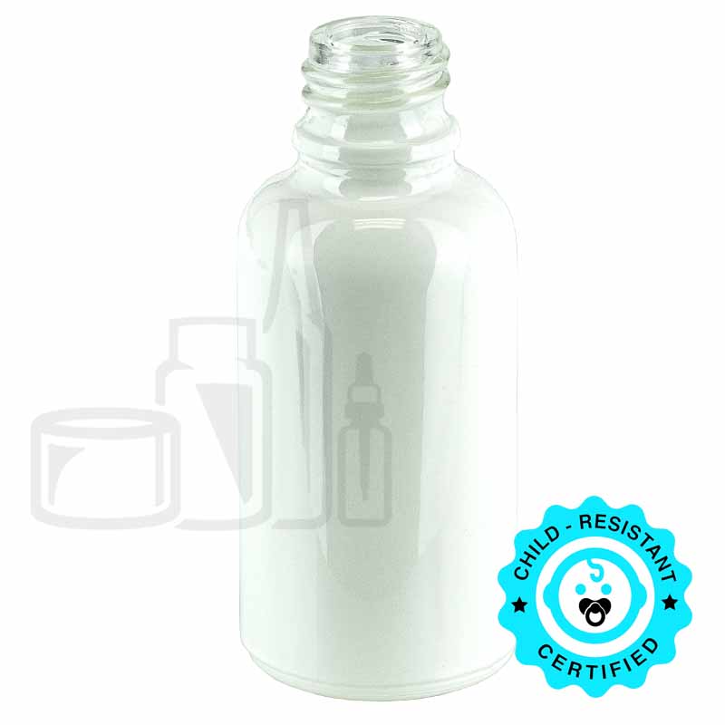 30ml Shiny White Glass Euro Bottle with 18-415 Neck Finish(330/case)