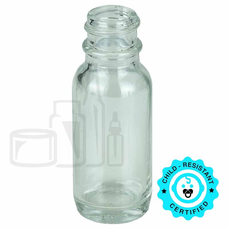 0.5oz Clear Glass Boston Round Bottle with 18-400 Neck Finish(540/case)