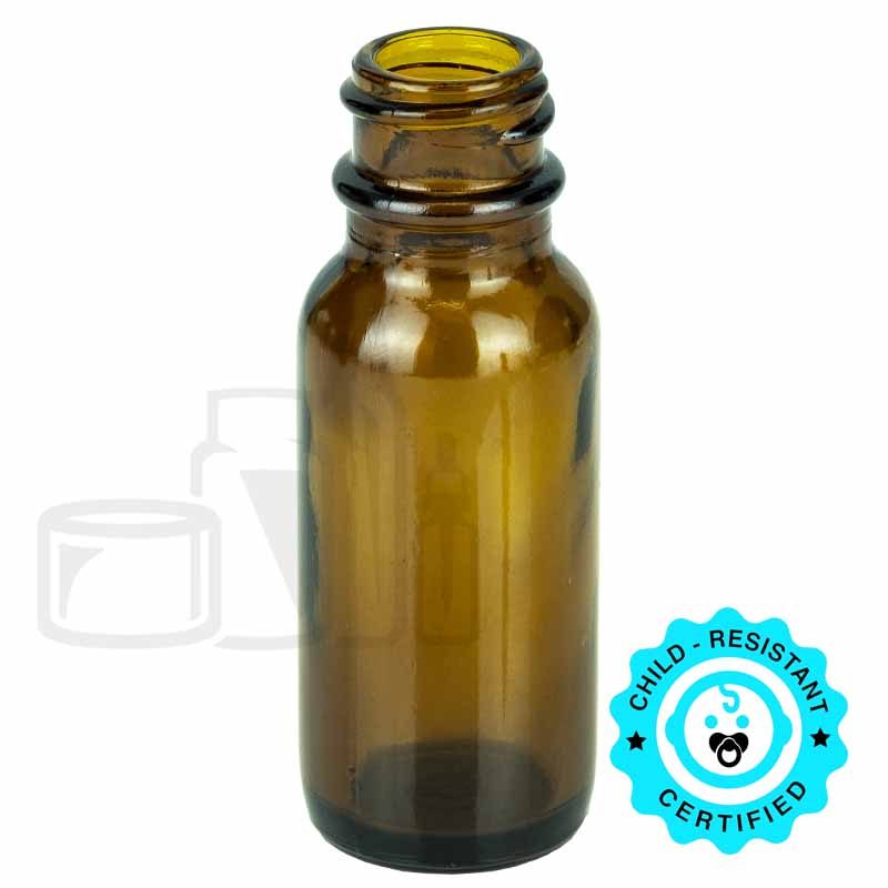 0.5oz Amber Glass Boston Round Bottle with 18-400 Neck Finish(540/case)