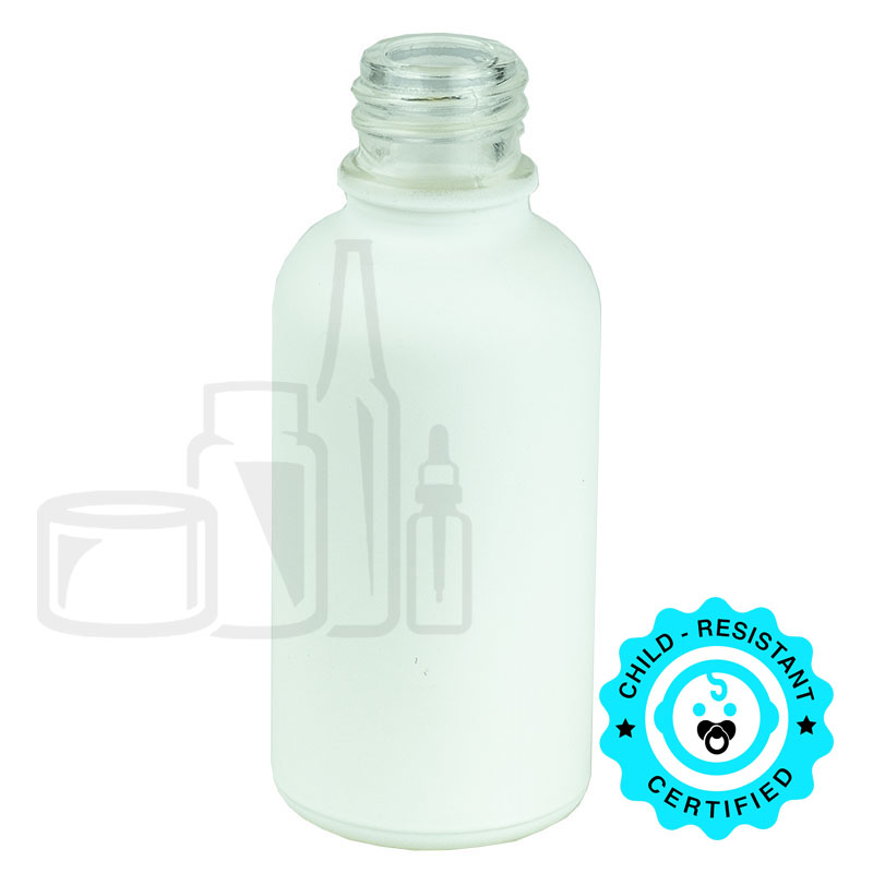 30ml Matte White Glass Euro Round with a 18-415 Neck Finish (330/case)