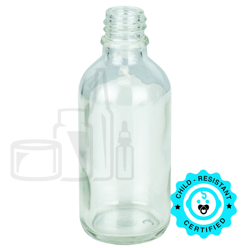 60ml Clear Glass Euro Round Bottle 18-415 Neck Finish (240/case)