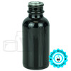 1oz Shiny Black Glass Boston Round Bottle 20-400 Neck Finish (360/case)