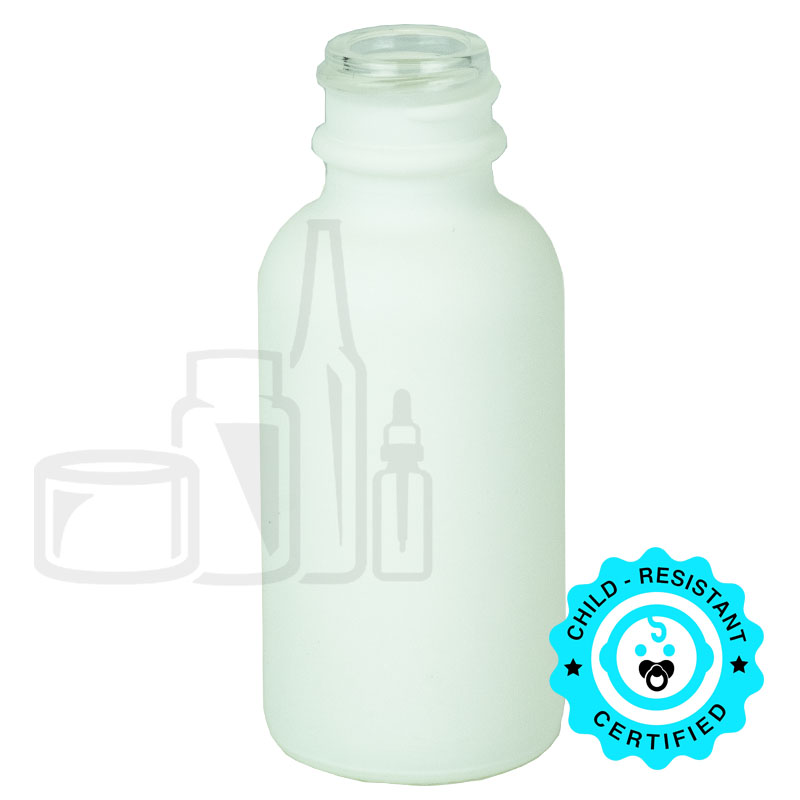 1oz Matte White Glass Boston Round Bottle 20-400 Neck Finish(264/case)