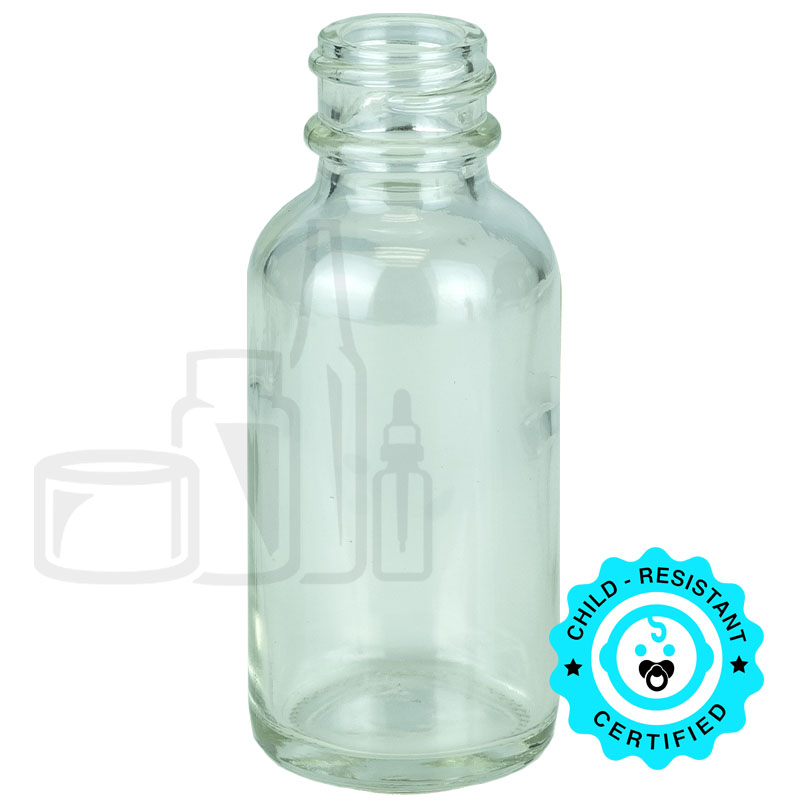 1oz Clear Glass Boston Round Bottle 20-400 Neck Finish(360/case)