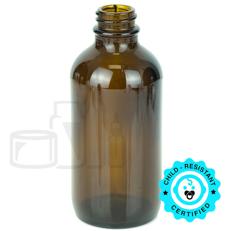 4oz Amber Glass Boston Round Bottle with 22-400 Neck Finish(128/case)