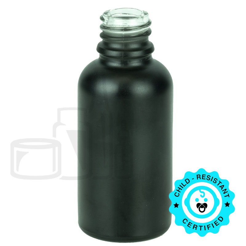 30ml Matte Black Glass Euro Round Bottle with 18-415 Neck Finish (330/case)