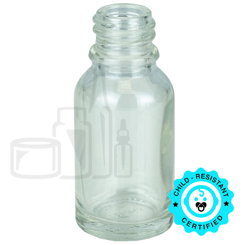 15ml Clear Glass Euro Round Bottle with 18-415 Neck Finish(468/case)