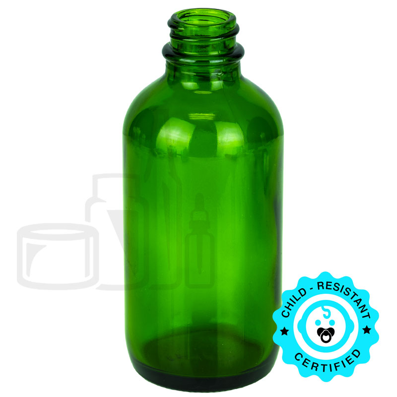 4oz Green Glass Boston Round Bottle 22-400 Neck Finish(128/case)
