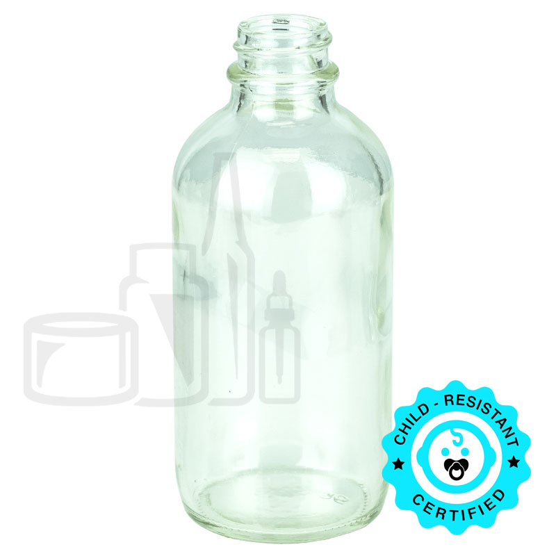 4oz Clear Glass Boston Round Bottle 22-400 Neck Finish (128/case)