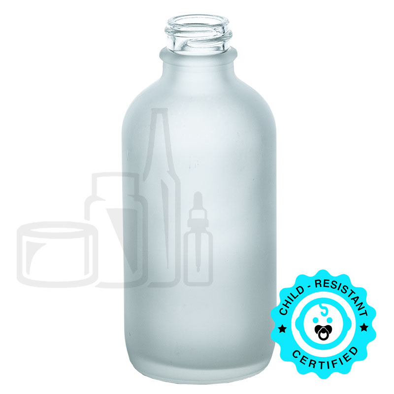 4oz Frosted Clear Glass Boston Round Bottle 22-400 Neck Finish(112/case)