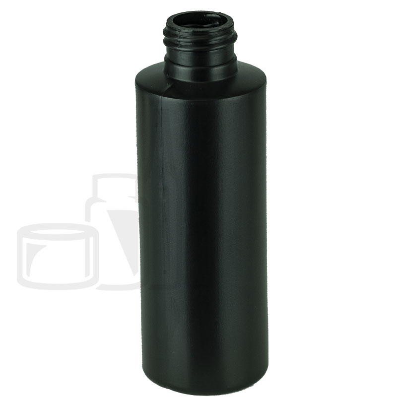 4oz Black HDPE Plastic Cylinder Bottle 24-410 Neck Finish