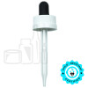 White Plastic 20-400 Child-Resistant Dropper Assembly with a Black Bulb and 76mm Glass Pipette (1400/cs)