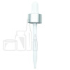 Silver Skirt with White Bulb 20-400 Dropper Assembly with 91mm Glass Pipette (1496/case)