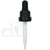 Black Plastic 18-415 Tamper Evident Dropper Assembly with 77mm Glass Pipette