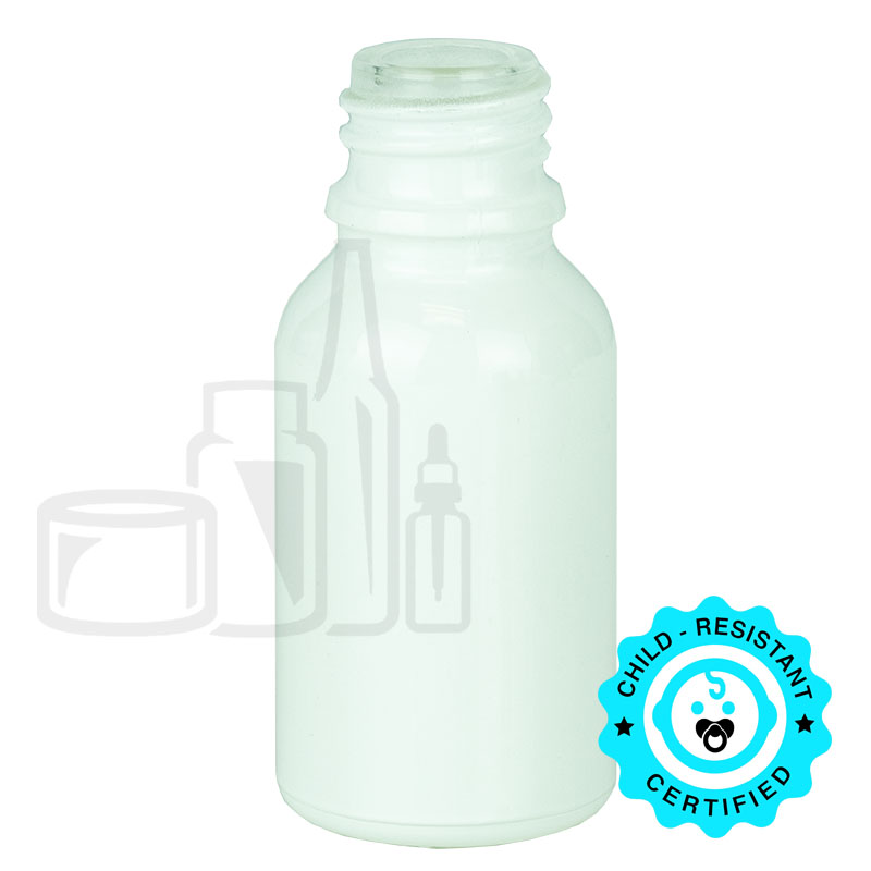 15ml Shiny White Glass Euro Round Bottle with 18-415 Neck Finish(468/case)