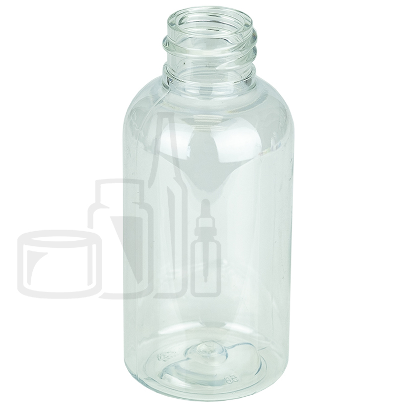 2oz Clear PET Plastic Boston Round Bottle with 20-410 Neck Finish (1050/case)