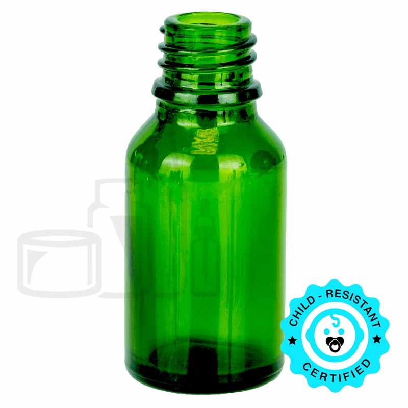 15ml Green Glass Euro Round Bottle with 18-415 Neck Finish(468/case)