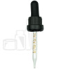Black Plastic 18-415 Tamper-Evident Dropper Assembly with Graduated 77mm Glass Pipette (1400/case)