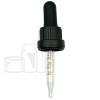 Black Plastic 18-415 Tamper Evident Dropper Assembly with Graduated 65mm Glass Pipette (1800/pcs)