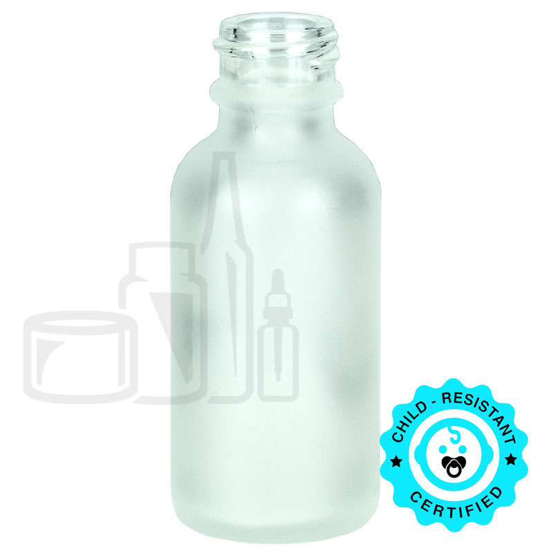 1oz Frosted Glass Boston Round Bottle with 20-400 Neck Finish (324/case)
