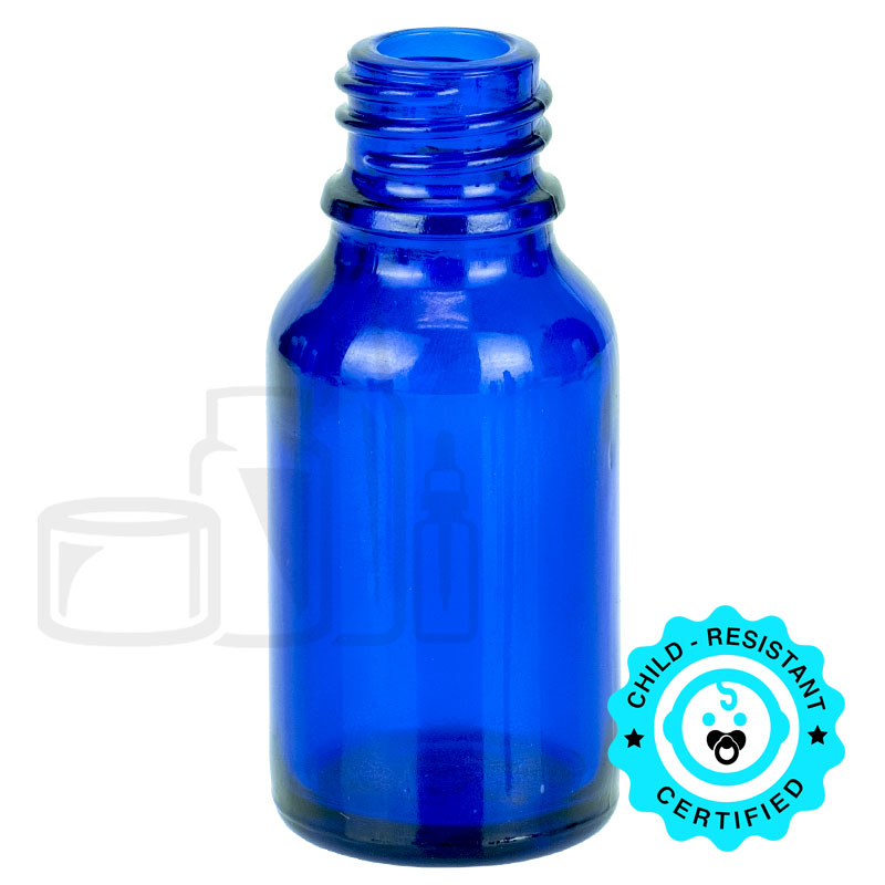 15ml Blue Glass Euro Round Bottle with 18-415 Neck Finish(468/case)