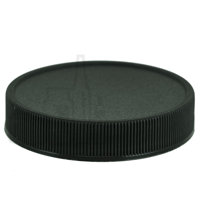 89-400 Black Ribbed Skirt PP Plastic Continuous Thread Lined Closure - MRPLN04.020 Foam HIS SFYP Liner (580/case)