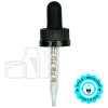 Black Plastic 18-400 Child-Resistant Dropper Assembly with Graduated 65mm Glass Pipette