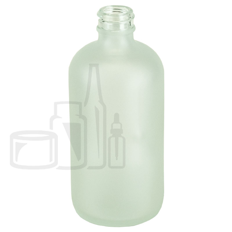 8oz Clear Frosted Glass Boston Round Bottle with 24-400 Neck Finish(96/case)