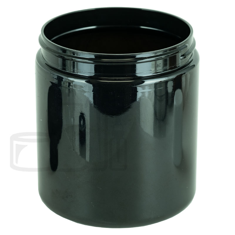 19oz Black PET Plastic Straight Sided Jar 89-400 Neck Finish