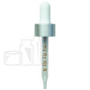 Matte Silver Skirt with White Bulb 20-400 Dropper Assembly with Graduated 76mm Glass Pipette (1496/cs)