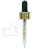 Shiny Gold Skirt with Black Bulb 20-400 Dropper Assembly with Graduated 76mm Glass Pipette (1496/cs)