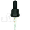 Black Plastic 18-415 Tamper Evident Dropper Assembly with Graduated 58mm Glass Pipette