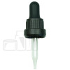Black Plastic 18-415 Tamper Evident Dropper Assembly with 58mm Glass Pipette