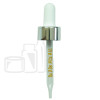 Shiny Silver Skirt with Shiny White Bulb 20-400 Dropper Assembly with Graduated 76mm Glass Pipette (1496/case)