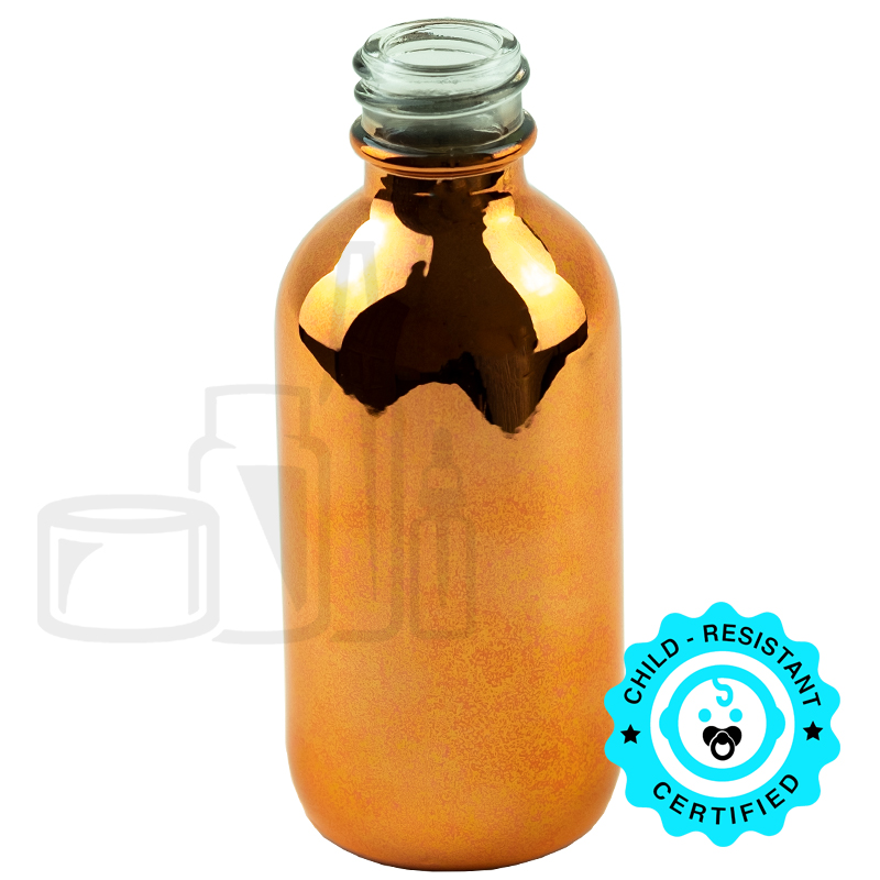 2oz Rose Gold Glass Boston Round 20-400 Neck Finish (240/case)