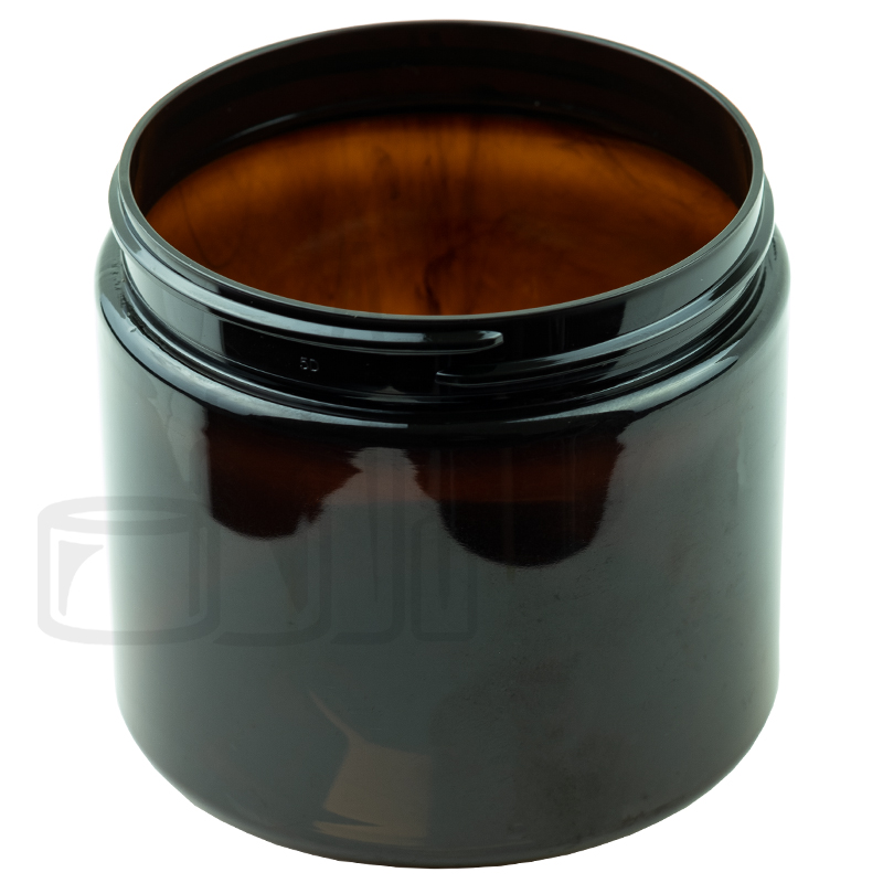 16oz Dark Amber PET Plastic Straight Sided Jar 89-400 Neck Finish (Tray Pack)