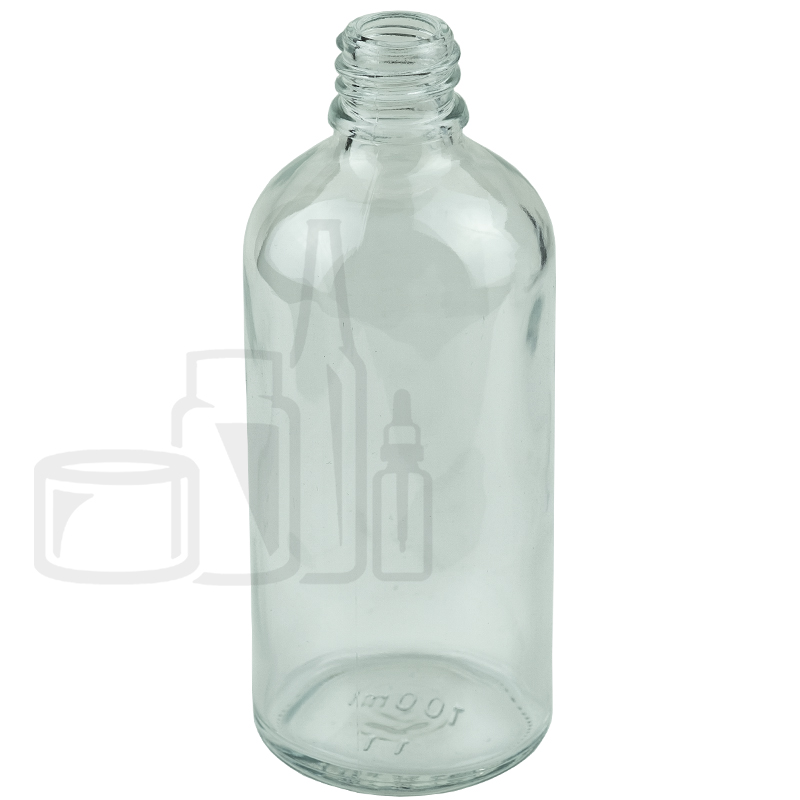 100ml Clear Glass Euro Round Bottle with 18-415 Neck Finish (140/cs)