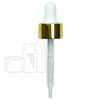 Shiny Gold Skirt with White Shiny Bulb 20-400 Dropper Assembly with 76mm Glass Pipette (1496/cs)
