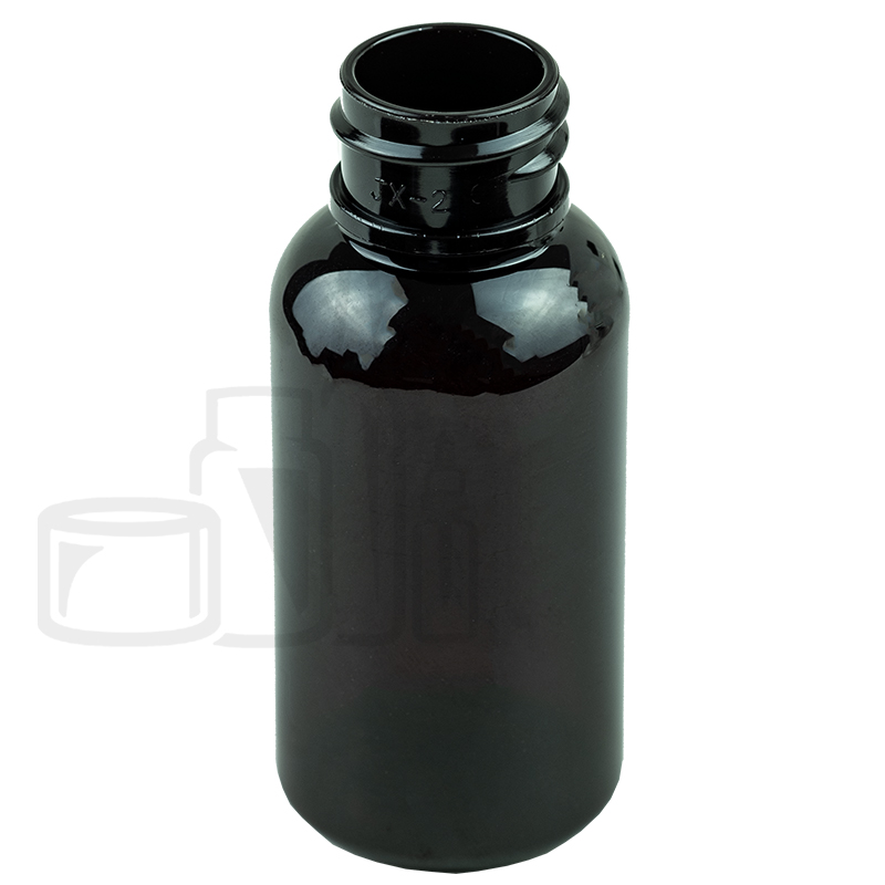 1oz Dark Amber PET Plastic Boston Round Bottle with 20-410 Neck Finish(1398/cs)