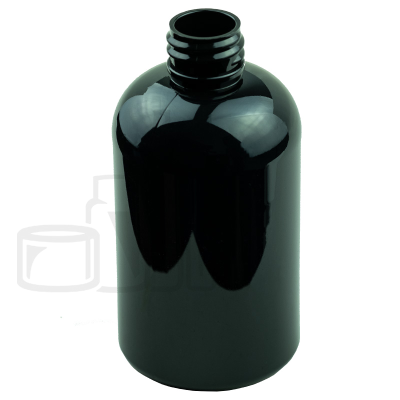 4oz Black PET Plastic Squat Boston Round Bottle with 20-410 Neck Finish (495/case)