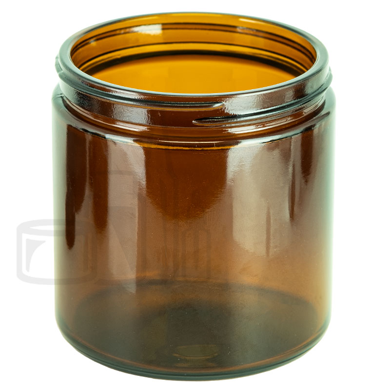 16oz Amber Glass Straight Sided Jar 89-400 Neck Finish(60/cs)