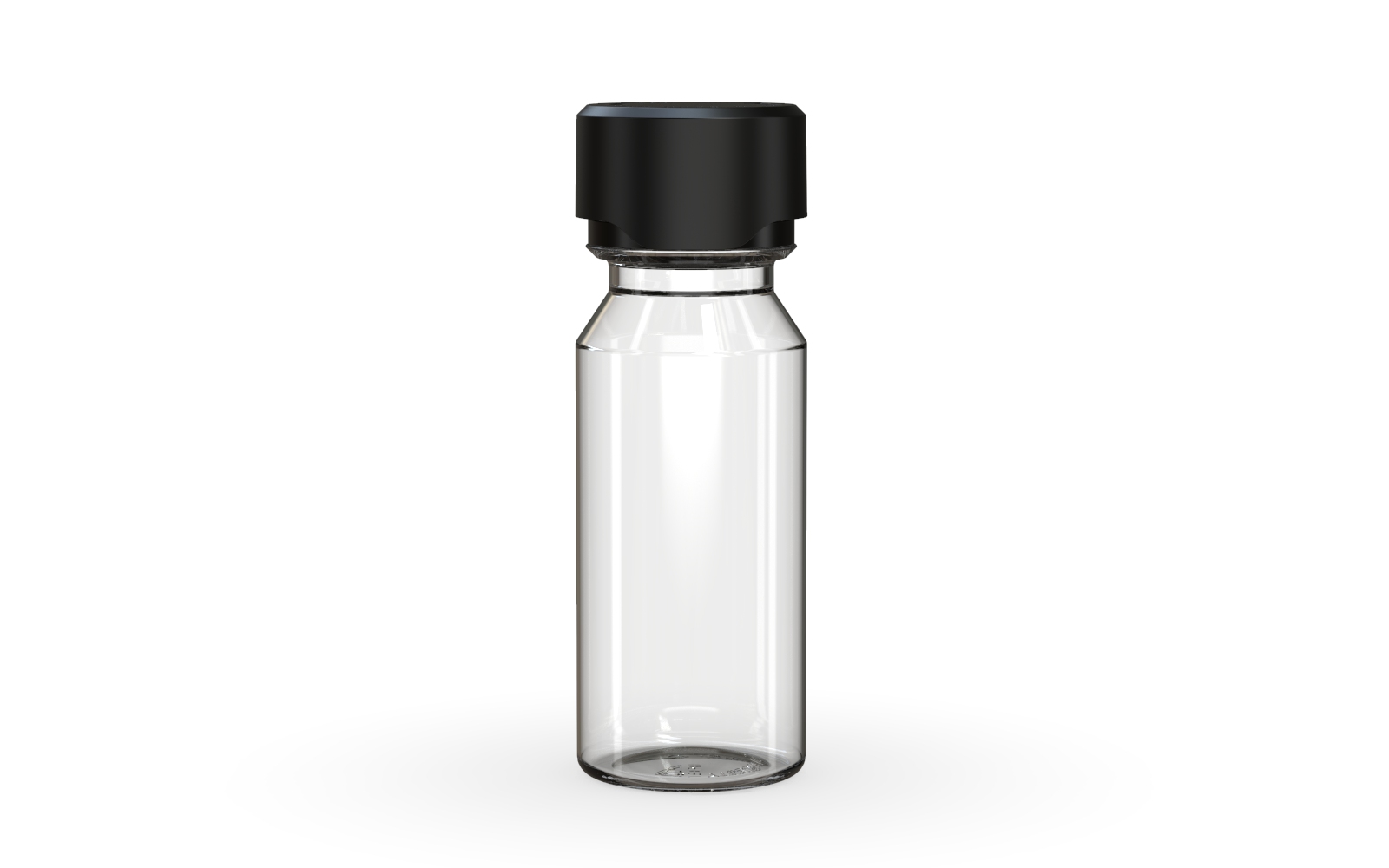 60ML Aviator CR Shot Bottle with Friction Fit Closure & Tamper break-off band (Clear Natural Bottle with Opaque Black Closure) - 500/case