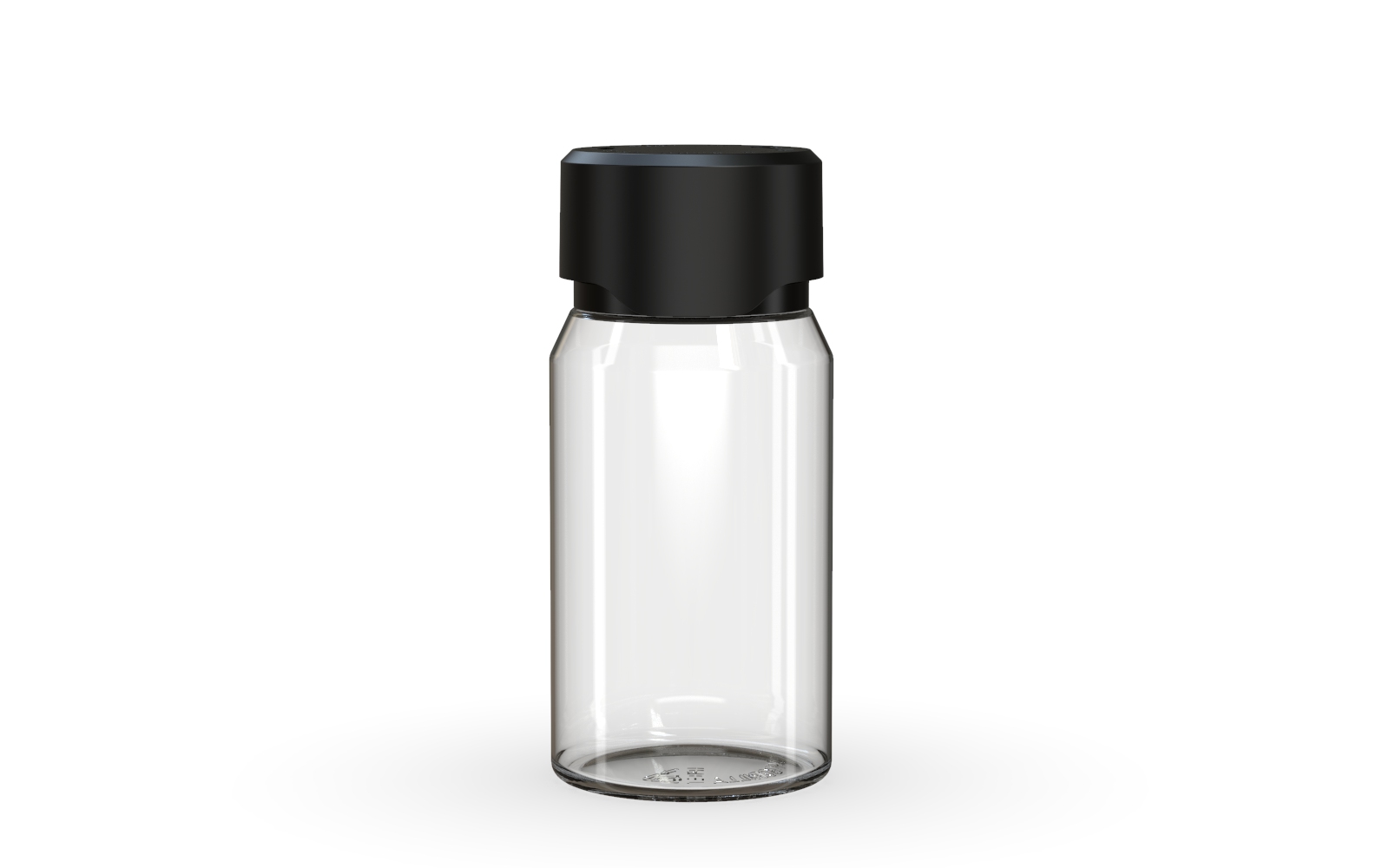 60ML Mini Aviator CR Shot Bottle with Friction Fit Closure & Tamper break-off band (Clear Natural Bottle with Opaque Black Closure) - 500/case