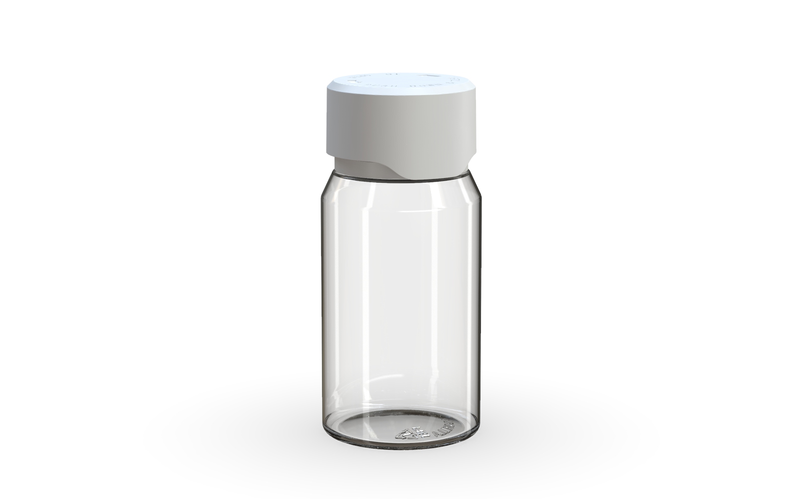 60ML Mini Aviator CR Shot Bottle with Friction Fit Closure & Tamper break-off band (Clear Natural Bottle with Opaque White Closure) - 500/case