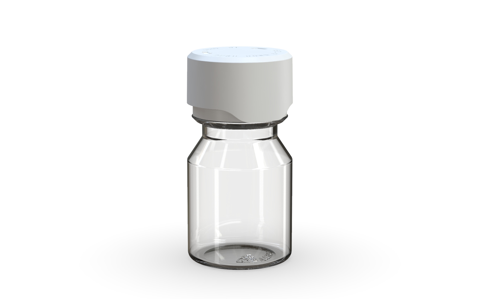 30ML Stubby Aviator CR Shot Bottle with Friction Fit Closure & Tamper break-off band (Clear Natural Bottle with Opaque White Closure) - 800/case