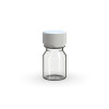 30ML Stubby Aviator CR Shot Bottle with Friction Fit Closure & Tamper break-off band (Clear Natural Bottle with Opaque White Closure) - 800/case alternate view