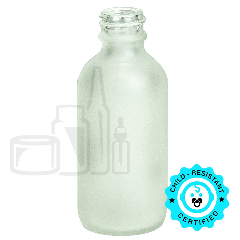 2oz Frosted Glass Boston Round Bottle 20-400 Neck Finish(240/case)