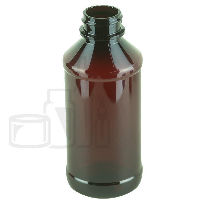 4oz Dark Amber PET Plastic Modern Round Bottle 24-400 Neck Finish (580/case)